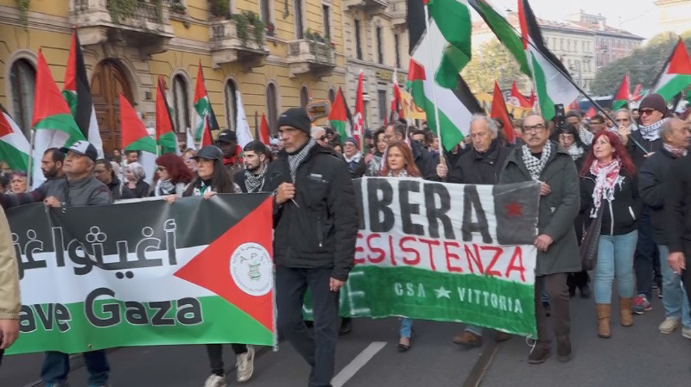 Pro-Palestine demonstration held in front of Italys parliament