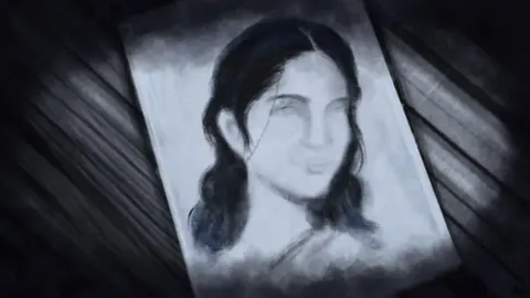 Illustration by Puneet Kumar An illustration of a woman with black hair. Her facial features are not clearly delineated