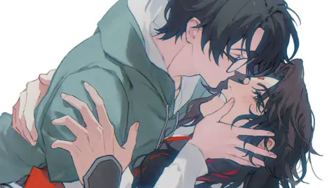 X / errslance An illustration showing two men about to kiss