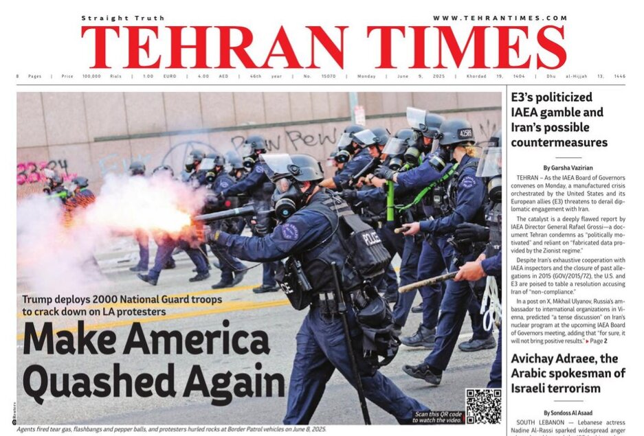 Front pages of Iran's English dailies on June 9