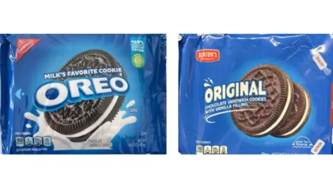 Mondelēz International/Aldi A picture of the Oreo biscuits and the Aldi biscuits side-by-side