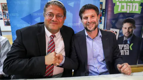 AFP via Getty Images Itamar Ben-Gvir (right) and Bezalel Smotrich are key members of PM Benjamin Netanyahu’s right-wing coalition