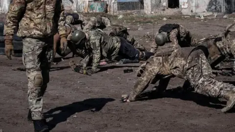 EPA File pic of army recruits in Ukraine