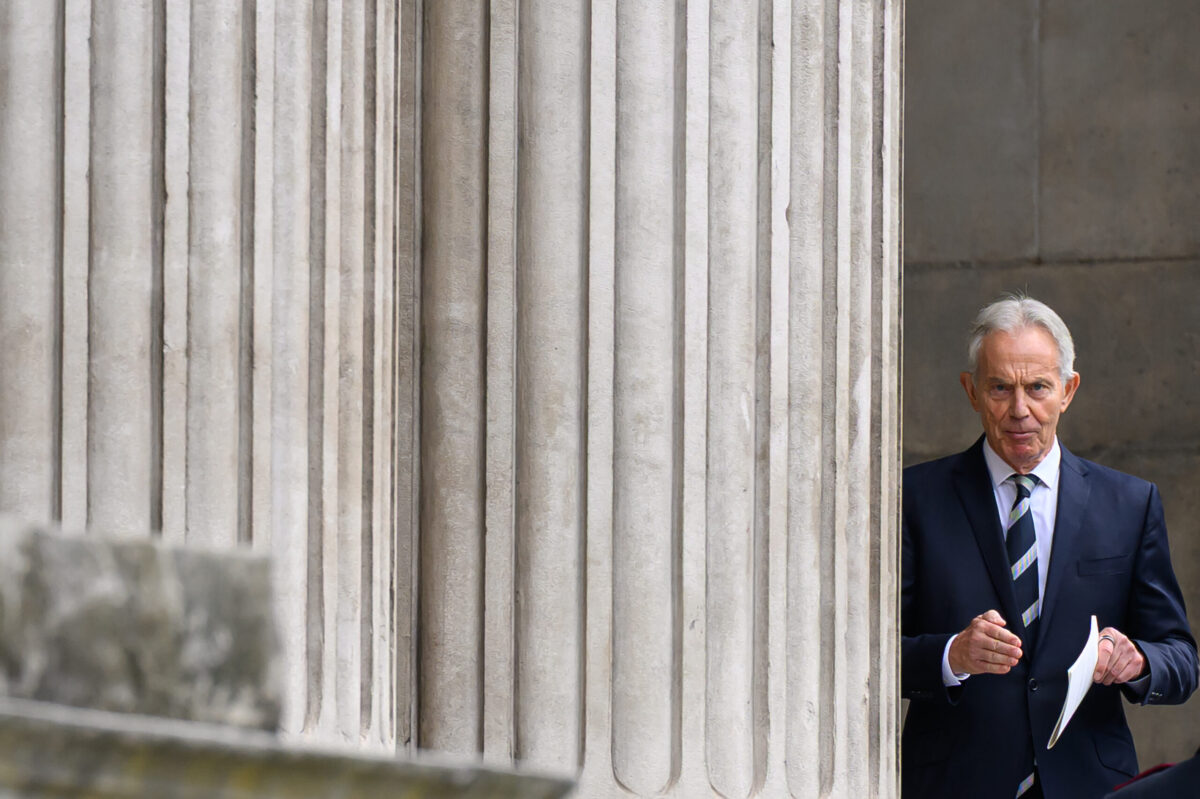 Former Prime Minister Tony Blair departs following a memorial service to mark the 20th anniversary of the 7/7 London Bombings at St Paul's Cathedral on July 07, 2025 in London, England. [Leon Neal/Getty Images]