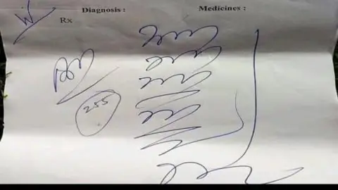 Chilukuri Paramathama An illegible prescription by an Indian doctor in the central Indian state of Madhya Pradesh