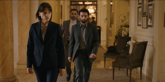 Veerle Baetens (Alexandra Weiss), Arash Marandi (Payam Panjabi) and Alexander Behrang Keshtar (Ali Katibi) in episode two of 'The Deal' (2025), a series by Jean-Stéphane Bron and Alice Winocour.