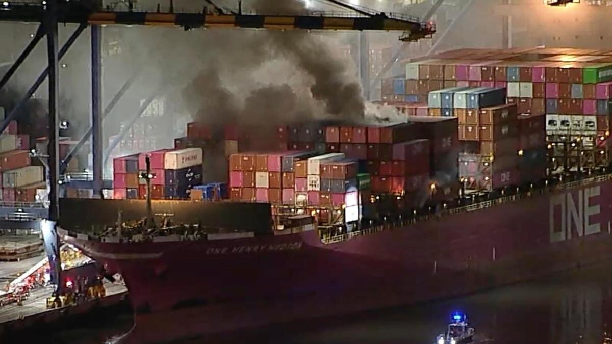 Fire breaks out on cargo ship in Port of Los Angeles