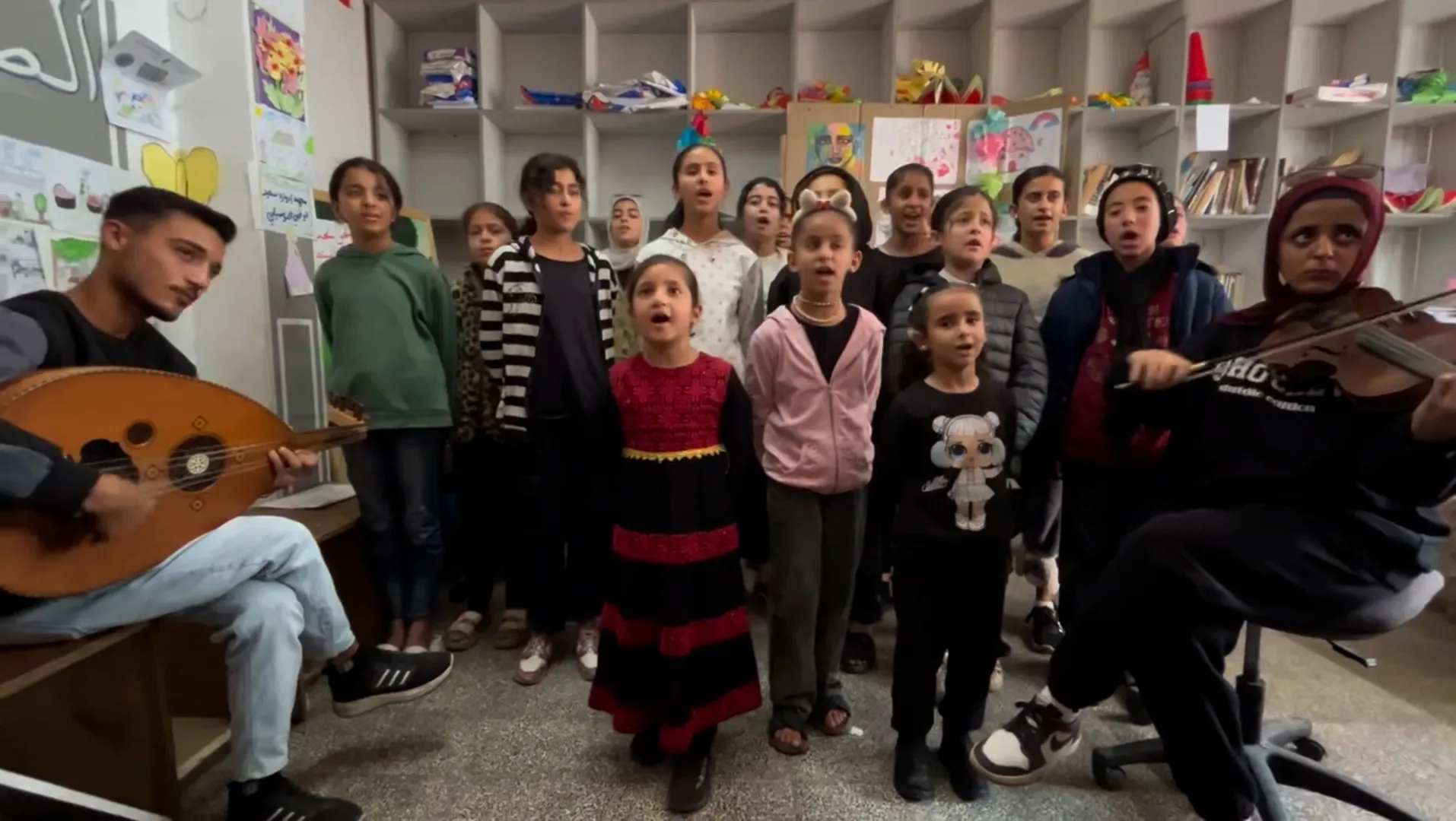 Palestinian children from Gaza’s Nuseirat Choir perform viral ‘drone song’ | Gaza