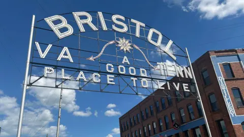 BBC The town's sign reads: Bristol VA and Tenn, A good place to live