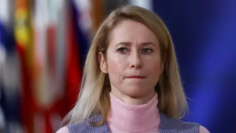 Reuters Head shot of European Union High Representative for Foreign Affairs and Security Policy and European Commission Vice-President Kaja Kallas. She is looking slightly away from the camera. 