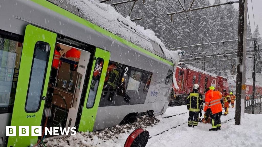 Five injured as Swiss train derails in heavy snow