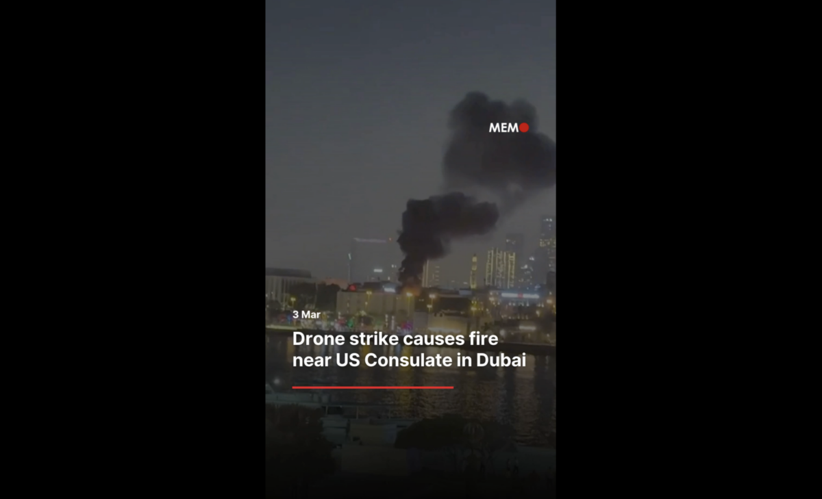 Drone strike causes fire near US Consulate in Dubai – Middle East Monitor