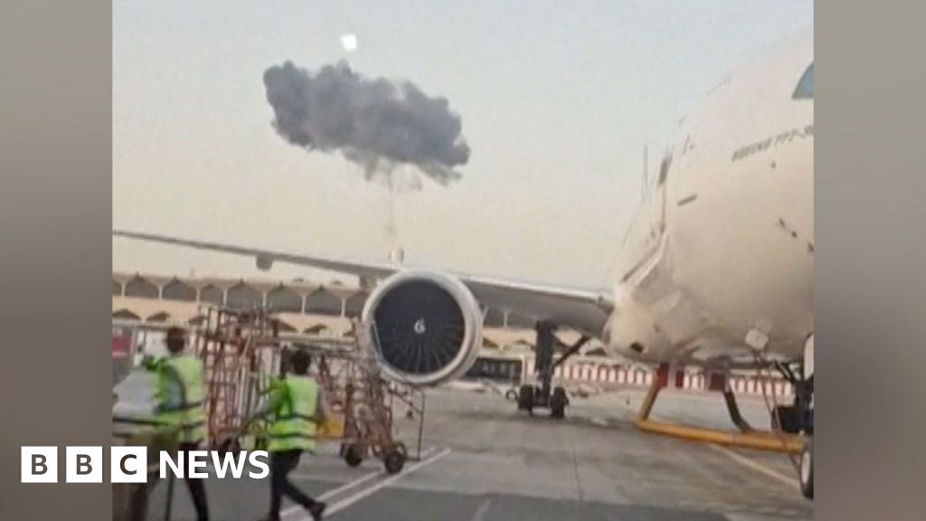 Moment of drone strike close to Dubai Airport