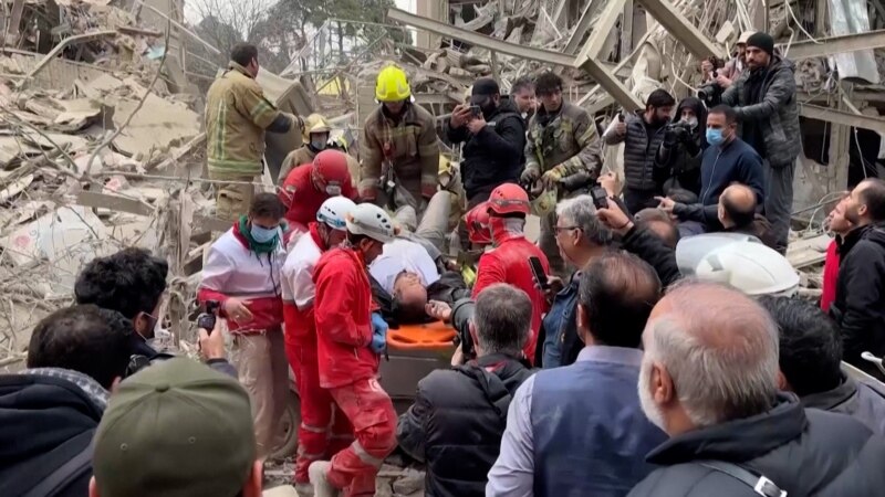 Iranian Emergency Workers Search For Survivors Trapped Under Rubble