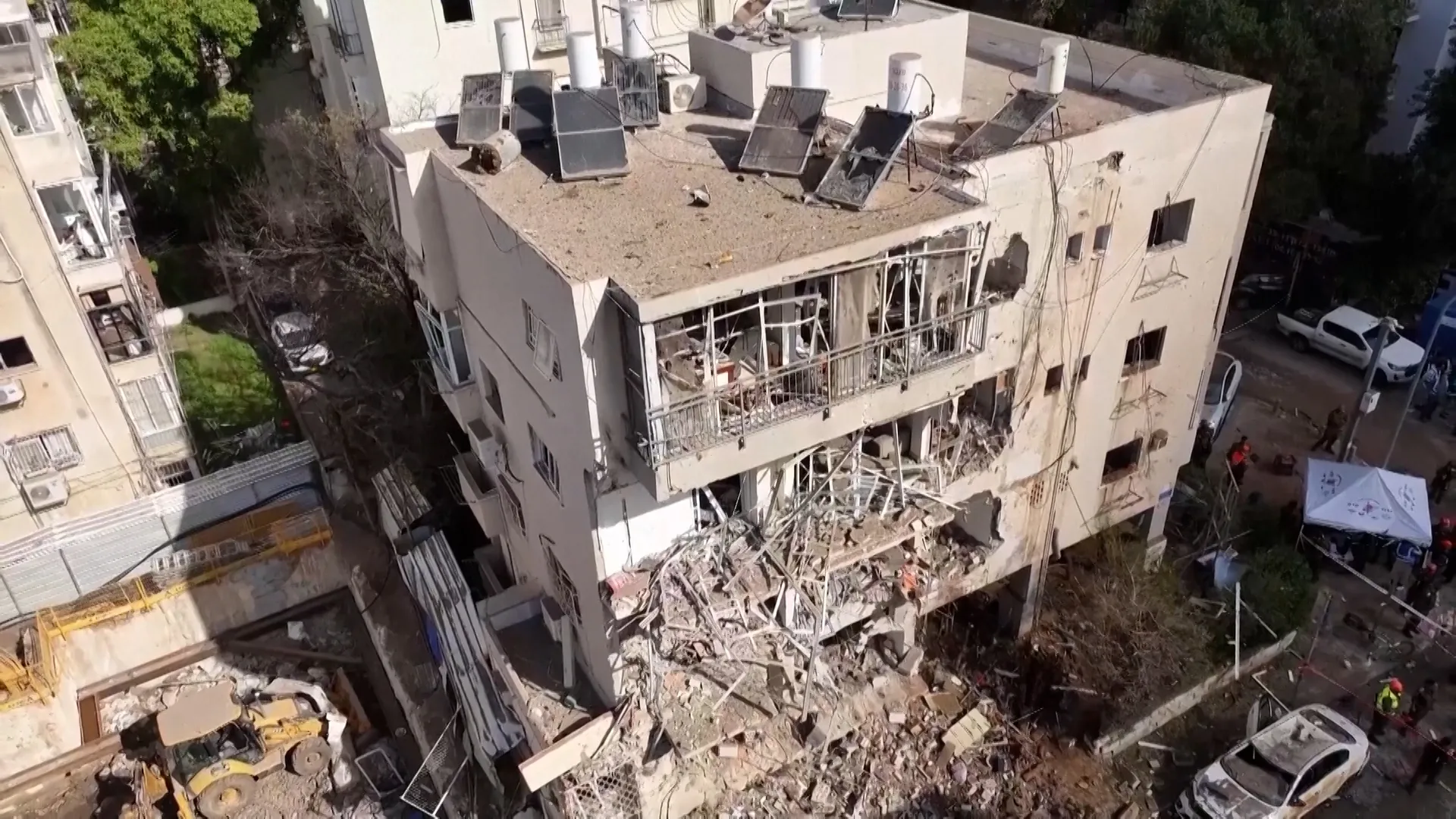 Drone footage shows aftermath of Iranian missile attack in Tel Aviv | US-Israel war on Iran