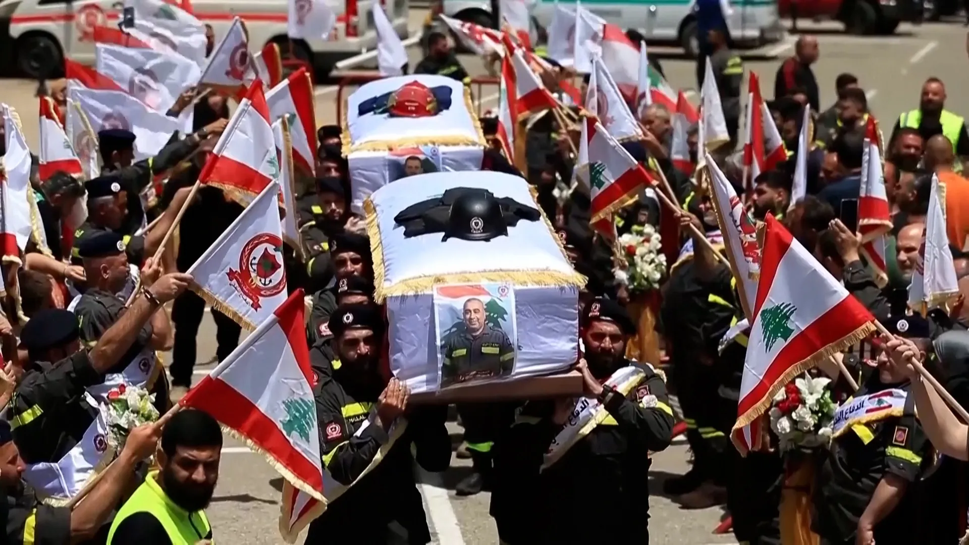 Funeral held for two Lebanese paramedics killed in Israeli attack | Israel attacks Lebanon