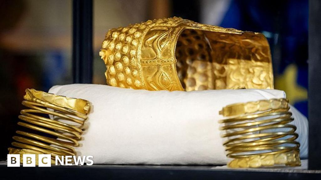 Three men jailed over theft of ‘priceless’ golden helmet from Dutch museum