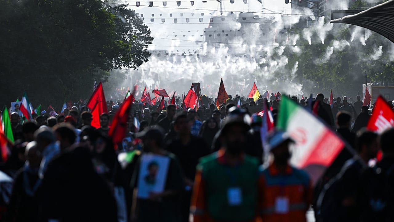 Iran’s fmr. leader Khamenei’s funeral begins third day with red vengeance flags