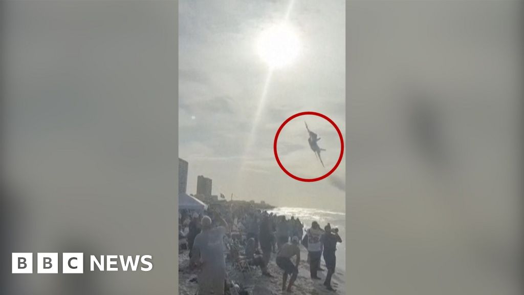 Watch: Moment US Navy Blue Angels stun packed beach with low flypast